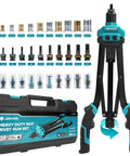 Rivet Nut Tool Kit 16 Inch Hand Rivnut Kit With 11 Interchangeable Mandrels And 110 Rivet Nuts Carrying Case Auto Release Nut Design Built Tough For Auto Marine Bike And Sheet Metal Projects