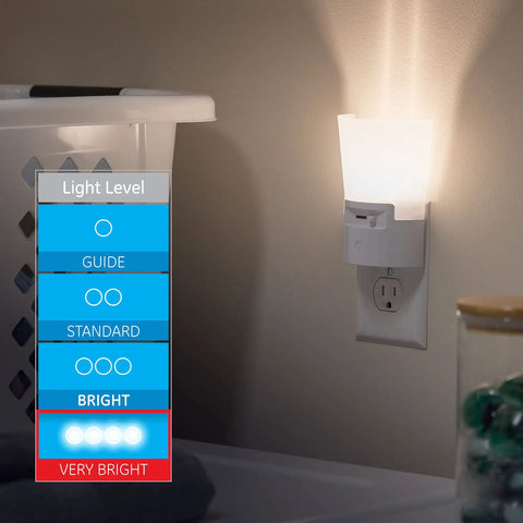 Ultrabrite Dimmable Sconce LED Night Light Plug In With Dusk To Dawn Sensor, Adjustable Brightness 0 To 100 Lumens, No Bulb To Replace, Energy Efficient, White, Ideal For Bedroom Bathroom Hallway Nursery, 1 Pack