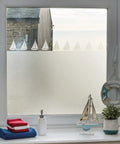 Milky Privacy Window Film With Reusable Static Cling No Fuss Removable Frosted Glass Film For Windows Doors And Showers Easy Peel Repositionable And Durable Roll 17 By 59 Inches installed on window.