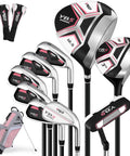 Women's 12 Piece Golf Club Set With 460cc Driver, Fairway Wood, Hybrid, Irons, Putter, Two Headcovers, Rain Hood Stand Bag