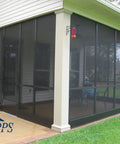 Heavy Duty 9 X 100 Foot Charcoal Fiberglass Mesh Screen With 20x20 No See Um Build For Lanai And Screen Rooms used in a patio enclosure.