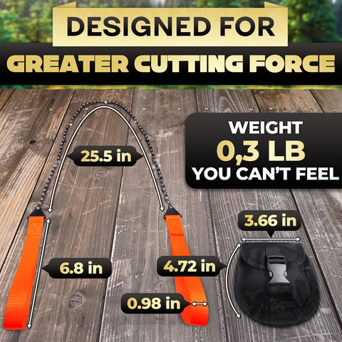 Pocket Chainsaw For Survival With Bag Stainless Steel 25 Inch Folding Tree Saw With Bi Directional Teeth image with specs