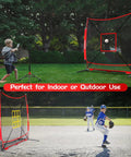 6x6ft Baseball And Softball Net For Hitting Pitching And Throwing Portable Batting Practice Net With Adjustable Strike Zone And Sturdy Bow Frame Includes Tee Great For Kids Red