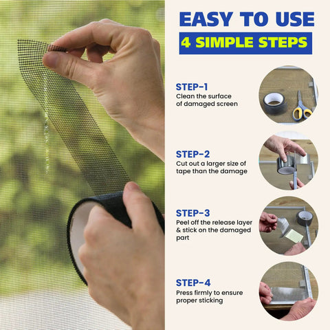 Screen Repair Patch Kit With Fiberglass Mesh And Strong Adhesive For Window And Door Screens installation steps