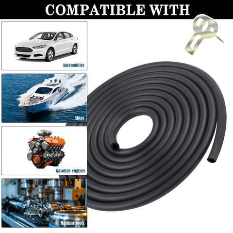 Fuel Line Repair Kit With 9.85 Ft 1/4 Inch Inner Diameter Rubber Gas Hose And 20 Spring Clamps 1/3 Inch Outer Diameter Fit For Cars