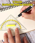 Four Piece Transparent Triangle Ruler Set With Protractor And Set Squares For Drafting And Geometry Drawing A Handy Multifunction Tool Kit For Designers Architects Engineers And Students, transparent set square and protractor on notebook