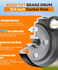 Electric Golf Cart Brake Drum Maintenance Kit For TXT PDS 1997 And Up brake drum design with 24-tooth star spline and specs.