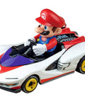 Mario Kart P Wing Mario 1 To 43 Scale Analog Slot Car for GO Tracks Realistic Micro Racer Vehicle with white body and red accents