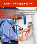 Plumber installing 36 Inch Flexible Stainless Steel Corrugated Water Heater Connector With Three Quarter FIP Ends Heavy Duty Supply Line