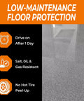 Epoxy Colored Sand Floor Paint Kit 3 Gallons Gray Marble Texture Self-Leveling Floor Coating for Garage, Basement, and Countertops Industrial Grade Fast-Curing Covers About 110 Sq Ft shown with durability features.