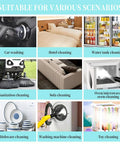 Heavy Duty Industrial Steam Cleaner For Home And Car Use, shown in various cleaning scenarios like car, hotel, and oven.