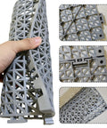 Close-up of gray 12 Pack Modular Interlocking Cushion Rubber Floor Mats 11.6 Inch Square Tiles showing interlocking edges.