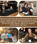 9 Piece Espresso Knock Box Kit With Oversized Silicone Coffee Mat And Tamping Mat on coffee station setup