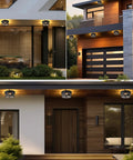 Kickass Motion Sensor Outdoor Ceiling Light Black Flush Mount with Dusk To Dawn and Auto Off Twilight Switch for Porch and Patio seen above entryways and garage.