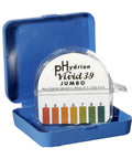Jumbo PH Test Paper Strips 3 To 9 Range With Large Read Color Chart Half Inch Wide Dispenser Roll 600 Inches Long in blue case