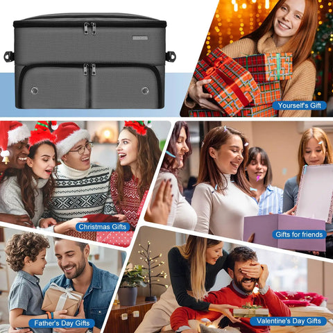 Collage highlighting the Two Layer Golf Trunk Organizer For Car And SUV With Shoe Compartment And Dividers as a versatile gift.