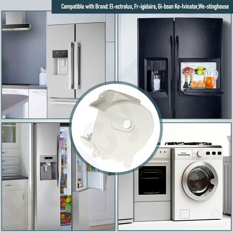 Smooth Sailin Fridge Ice Crusher Housing Replacement Part Works Perfect With Frigidaire Electrolux Kenmore in kitchen setting.