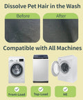 Pet Hair Dissolver Washing Machine Cleaner Powder Four Sachets For Pet Bedding And Fabrics, Removes Up To 96.7 Percent Pet Hair Odors And Stains, 100g Each Sachet, Easy One Per Wash, before and after washer compatibility chart