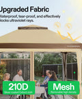 Close-up view of 13 X 13 Pop Up Canopy Tent With Mosquito Netting, Center Lock Quick Setup, featuring waterproof fabric and mesh sides.
