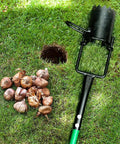 Bulb Planter And All In One Lawn Plugger Tool With Long Handle Serrated Base For Transplanting Digging Grass Plugs Soil Sampler