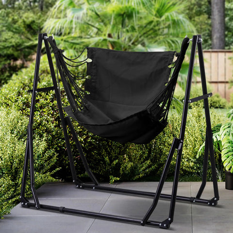 2 In 1 Hammock And Swing Chair With Foldable Stand Dope Portable Camping Gear For Outdoors Carrying Bag Easy Setup
