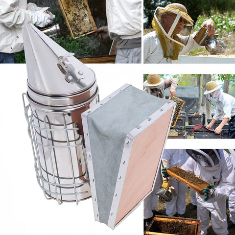 Sturdy Stainless Bee Hive Smoker Kit with Heat Shield Pro Beekeeping Gear with Two Hive Tools for easy smoking