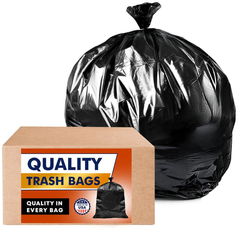 Heavy Duty 55 Gallon Contractor Trash Bags 3 Mil Thick Black Liners With Ties, 50 Bags For Construction And Industrial Use, Extra Large Puncture Resistant Garbage Bags For Outdoor Jobs