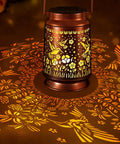 Outdoor Solar Lanterns Waterproof Weatherproof Metal Hummingbird Garden Decor with glowing floral projection