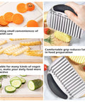 JAYVAR large crinkle cutter with black handle; stainless steel wavy blade for crinkle-cut fries and vegetables