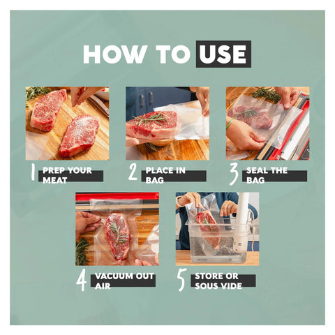 How to use Heavy Duty Vacuum Sealer Bags 200 Quart 8x12 Inches For Food Storage And Sous Vide Meal Prep BPA Free Pre Cut