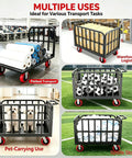 Beefy Heavy Duty Platform Cart And Dolly With Hand Truck Style 771 Lbs Load Capacity 39.3 In Long By 23.6 In Wide By 33.4 In High Reinforced Steel Frame And 6-Inch PU Brake Casters For Easy Warehouse Moving, used for flatbed transport