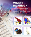 DIY Guitar Picks Punch Mega Pack For Musicians Custom Pick Maker Kit with leather key chain and pick strips included