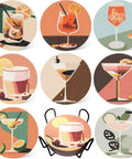 8 Piece Dope Cocktail Diamond Painting Coaster Set With Holder For Drinks And Coffee Table, DIY Gem Art Coasters Kit Display