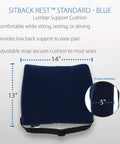 Premium Ergonomic Lumbar Support Cushion For Office Chair And Car Seats Provides Superior Lower Back Pain Relief, blue fabric, 14x13x5 inches.