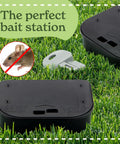 Heavy Duty Small Mouse Bait Stations With Secure Locks For Indoor Or Outdoor Pest Control And Discreet Rat And Mouse Bait Block Holders In A Practical 12 Pack Bundle To Kick Those Nasty Critters Out on grass with a key.
