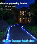 Night pathway with Blue LED Solar Deck Lights 12 Pack Waterproof Outdoor Lights for Driveway Dock Pathway highlighting safe walkways.