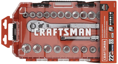 Universal Socket Set 1/2 Inch Drive, 19 Piece With 72-Tooth Ratchet, Corrosion-Resistant Chrome Finish in organizer case