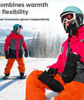 2 In 1 Winter Ski Gloves For Men Waterproof Snowboard Mittens With Thick Outer Shell And Soft Fleece Liners in use on snowy slopes