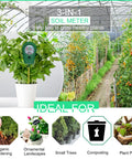 All In One Soil Test Kit With Moisture Meter pH Meter And Fertility Tester in a greenhouse with various plants