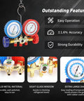 4.5 CFM Vacuum Pump With Brass Manifold Gauge Set, 4ft Three Color Hoses And 2 Quick Couplers, Auto And Household AC