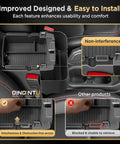 Center Console Organizer Tray for Jeep Wrangler JL JLU 4XE 2018 2026 and Gladiator JT 2020 2026 in car interior, showcasing fit and accessibility.