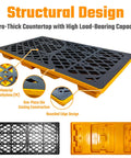 Heavy-Duty Spill Containment Tray Built Tough With Forklift Pockets, 2000 Lb Capacity, stackable HDPE tray with grid surface