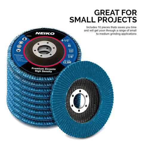 Ten Pack Jumbo Zirconia Flap Discs Four And One Half Inch For Angle Grinder Forty Grit T27 Flat Grinding Wheel