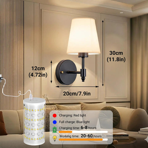 Two Pack Wireless Battery Operated Wall Sconces With 10000mAh RGB Rechargeable Magnetic Bulbs in living room setup