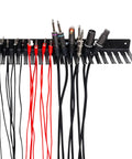Wall Mount Cable Organizer With 19 Slots For 5 To 9 Mm Cables That Keeps Audio And Computer Cables Neat And Organized Prevents Coiling And Kinks Easy Mounting Durable Hanger Rack For Home Office And Studio Setup with cables inserted