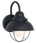 Sebring Outdoor Wall Lantern With Black Finish Transitional One Light Exterior Fixture Seeded Glass Diffuser LED Ready Dope Upgrade For Patio Or Porch
