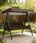 Universal 3 Seat Patio Swing Canopy Top Replacement Cover 75-Inch By 47-Inch in garden setting, shown in use on swing frame.