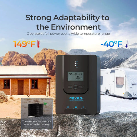 20 Amp No Fuss MPPT Solar Charge Controller for 12V 24V Systems With Auto Detect LCD 99.9 Percent Efficiency outdoors