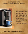 Replacement Keurig Pod Holder With Exit Needle For K Elite, K Cafe showing compatible models list on coffee maker