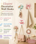 Set of four Top Shelf Apple Farmhouse Acrylic Wall Hooks With Hella Strong Adhesive Backing decorative hooks for organization.